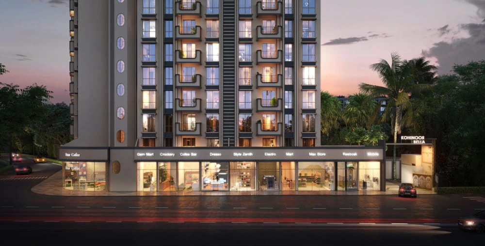 High street retail at the base of the Kohinoor Bella tower, artist's impression